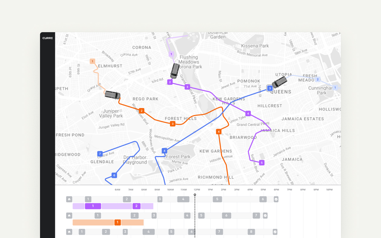 Screenshot of the Curri’s route planner tool that makes solar panel delivery easier for distributors and manufacturers